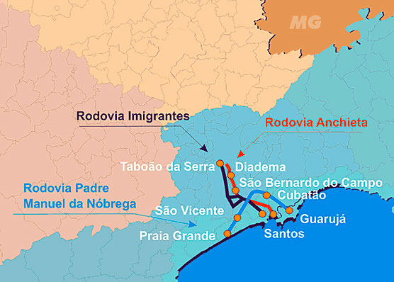 Mapa da Imigrantes