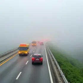 Novo modelo de comboio em dias de neblina
