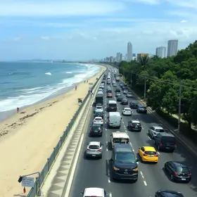 congestionamento nas rodovias do litoral de São Paulo